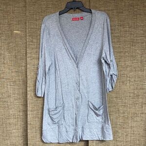 Elle pima cotton blend long cardigan color light grey